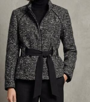 Sandro Sportswear Black & White Boucle Tweed Jacket sz S
